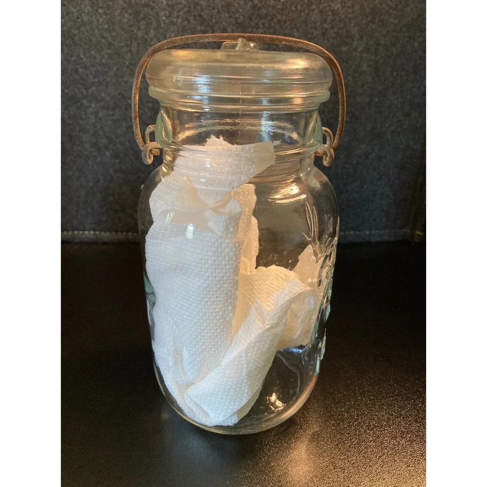 Ball Ideal‎ Glass Storage Canister Jar Lid Wire Bail Closure Farmhouse Decor